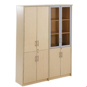 Bahan: Particle board   Warna: Cherry/Beech   Dimensi: W 1575 x D 400 x H 2010   Seri: Porto Series  